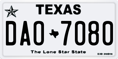 TX license plate DAO7080