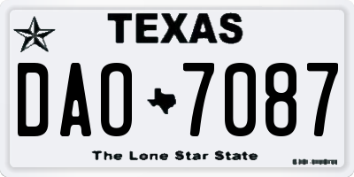 TX license plate DAO7087