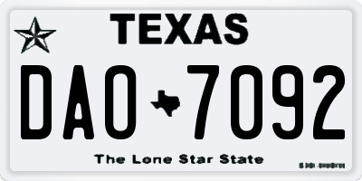 TX license plate DAO7092
