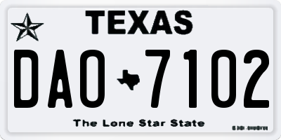 TX license plate DAO7102