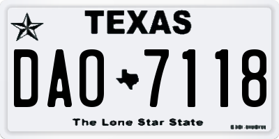 TX license plate DAO7118