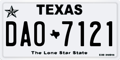 TX license plate DAO7121