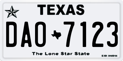 TX license plate DAO7123