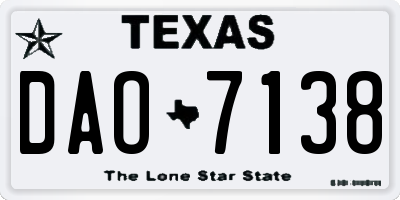 TX license plate DAO7138