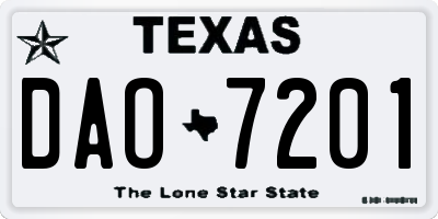 TX license plate DAO7201