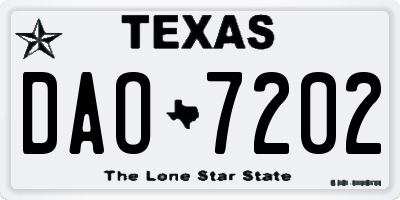 TX license plate DAO7202