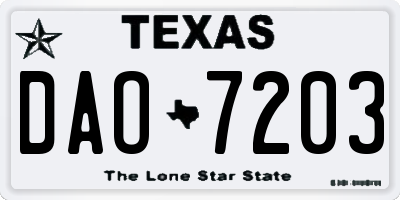 TX license plate DAO7203