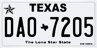 TX license plate DAO7205