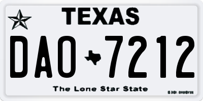 TX license plate DAO7212