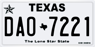 TX license plate DAO7221