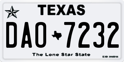 TX license plate DAO7232