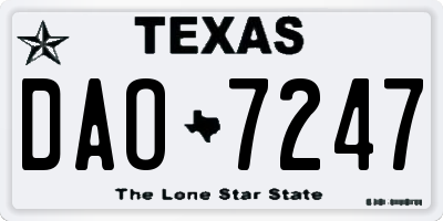 TX license plate DAO7247