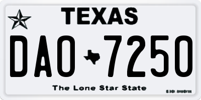TX license plate DAO7250