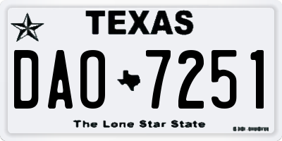 TX license plate DAO7251