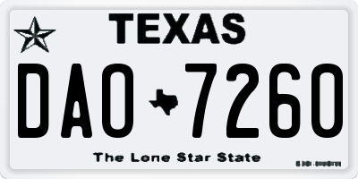 TX license plate DAO7260
