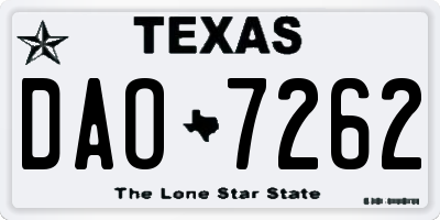 TX license plate DAO7262