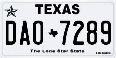 TX license plate DAO7289