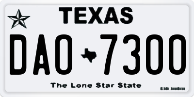TX license plate DAO7300