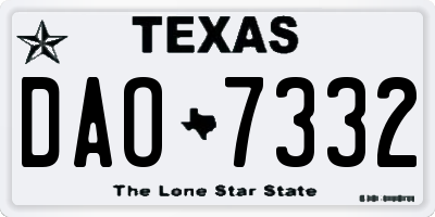 TX license plate DAO7332