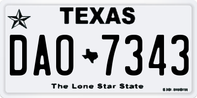 TX license plate DAO7343