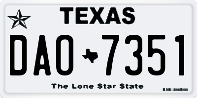 TX license plate DAO7351