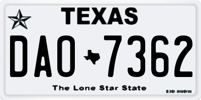 TX license plate DAO7362