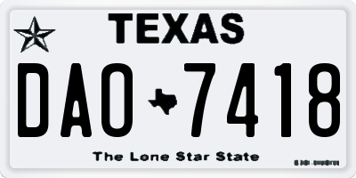 TX license plate DAO7418