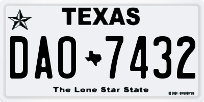 TX license plate DAO7432