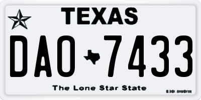 TX license plate DAO7433