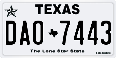 TX license plate DAO7443