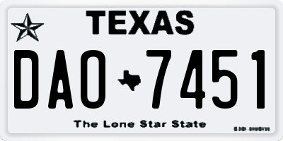 TX license plate DAO7451