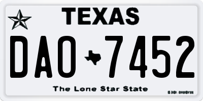 TX license plate DAO7452