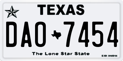 TX license plate DAO7454