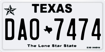 TX license plate DAO7474