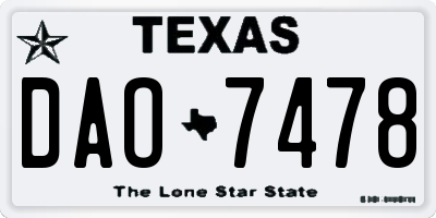 TX license plate DAO7478