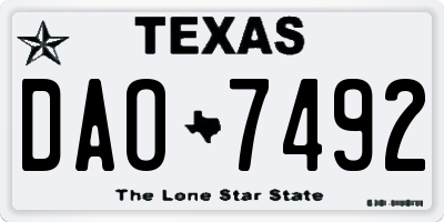 TX license plate DAO7492