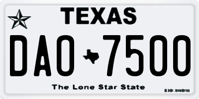 TX license plate DAO7500
