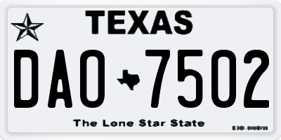 TX license plate DAO7502