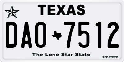TX license plate DAO7512