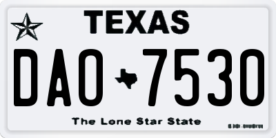 TX license plate DAO7530