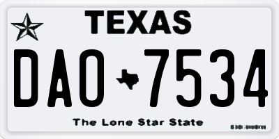 TX license plate DAO7534