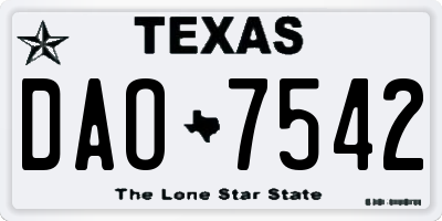 TX license plate DAO7542