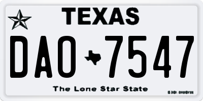 TX license plate DAO7547