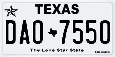 TX license plate DAO7550