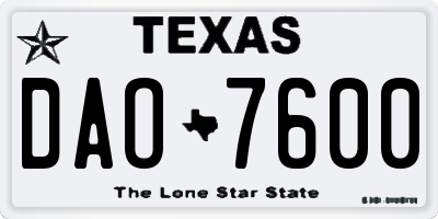 TX license plate DAO7600