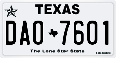 TX license plate DAO7601