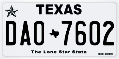 TX license plate DAO7602