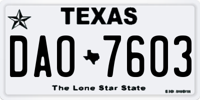 TX license plate DAO7603