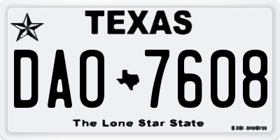 TX license plate DAO7608