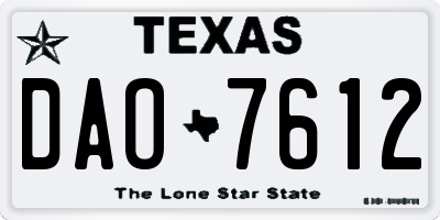 TX license plate DAO7612